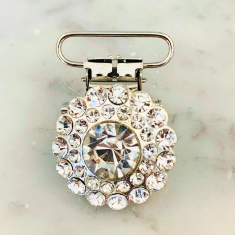 Rhinestone Round ID Badge Number Holder